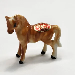 Miniature Bone China Brown Palomino Horse Pony Figurine Japan - Picture 1 of 12