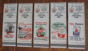 TEXACO GAS STATION - 1950s MATCHBOOK SET OF 5: BOB'S (MILTON, PENNSYLVANIA) -F24 - Picture 1 of 2