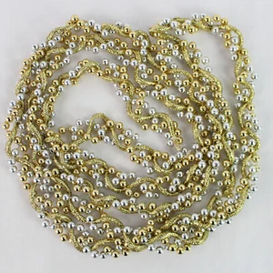 2.4m Brillante Plata y Oro Plástico Cuentas Navidad Árbol Guirnalda Holiday Deco - Imagen 1 de 5