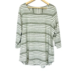 Top tunica rosa e oliva donna taglia 1X pullover grigio a righe nautica costiera - Foto 1 di 8