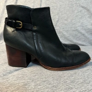 ISOLA schwarze Leder-Stiefeletten mit Blockabsatz, Größe 8,5, Reißverschluss und seitliche Schnalle gebraucht, in einwandfreiem Zustand - Bild 1 von 9