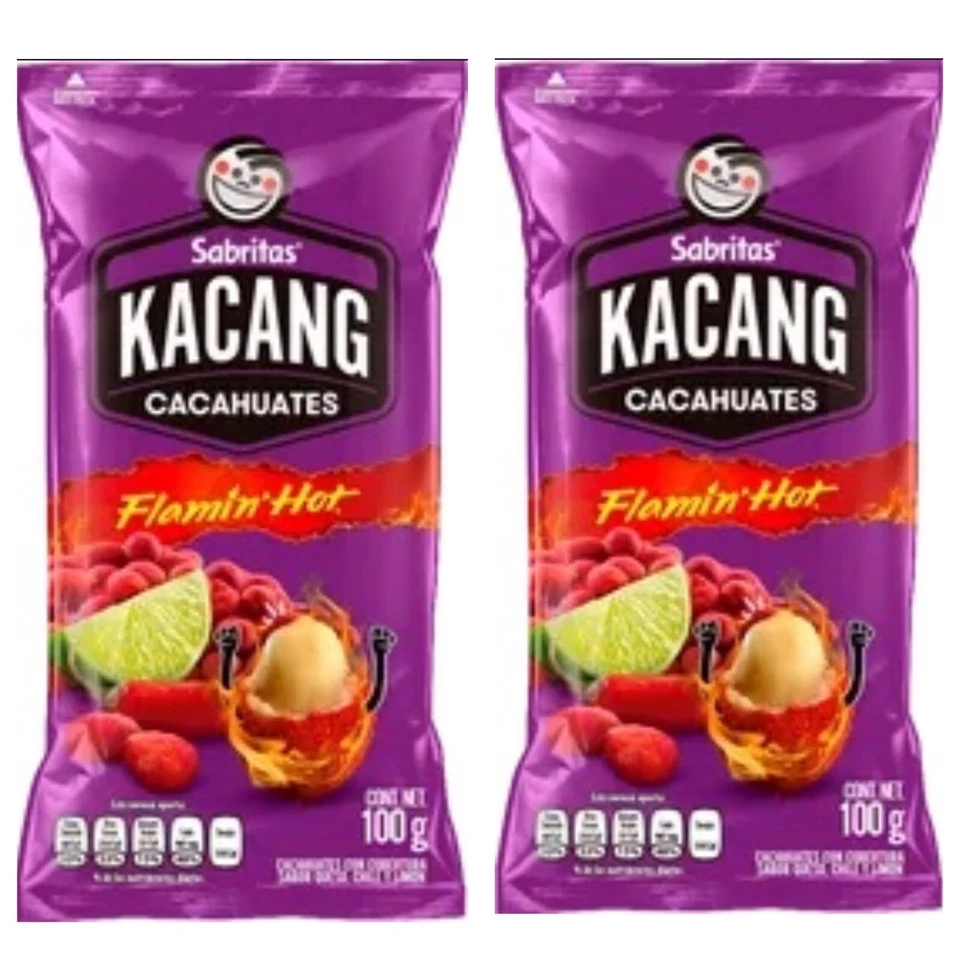 KACANG CACAHUATES PEANUTS 2X KACANG CACAHUATES FLAMIN HOT PEANUTS - 2 BOLSAS 100g c/u ENVIO GRATIS