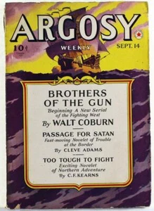 Argosy Weekly Sept. 14, 1940 Pulp Magazine, Walt Coburn, Cleve Adams - Picture 1 of 3