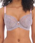 Freya Offbeat Bra Grey Pink Size 30E Underwired Plunge Balcony Lace 5452