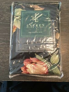 RALPH LAUREN CHARLESTON VINTAGE ROSES TULIP FLOWER 2 STANDARD SHAMS BLACK PINK - Picture 1 of 6