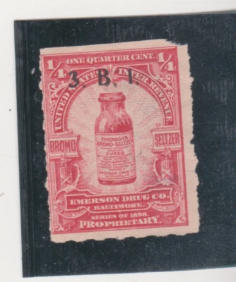 Scott # RS280 Precancel 3B1 Private Die Medicine Emerson Drug Hyphen Perf 7 MNG - Image 1 of 4