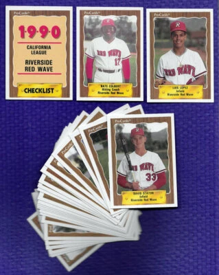 1990 PROCARDS  CAL LEAGUE RIVERSIDE RED WAVE 28 CARD TEAM SET COLBERT LOPEZ - Image 1 of 3
