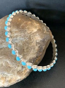 Blau Kingman Türkis Navajo Sterlingsilber Armreif Armreif 9,5 12316 - Bild 1 von 12