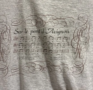 Vintage Rare French Song Lyrics “Sur Le Point D’Avignon Shirt Single Stitch MED - Picture 1 of 6