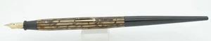 Mabie Todd Swan Brown Stripe Celluloid & Gold Fountain Pen - 1940's - 14kt Nib - Picture 1 of 5