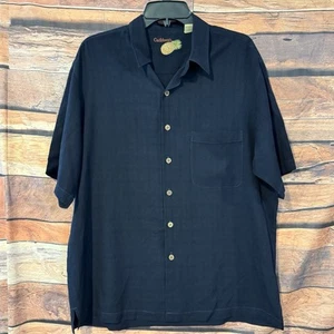 Caribbean Shirt Large Men’s Black Checked Hawaiian Short Sleeve Button Up Camp - Picture 1 of 6