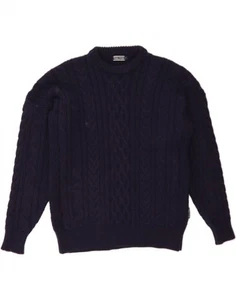 WOOLOVERS Mens Crew Neck Jumper Sweater Large Navy Blue Wool DA35 - Picture 1 of 5