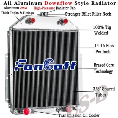 3 Row Radiator For 1942-1952 1949 Ford F1 F2 F3 F4 1/2 Ton Pickup 3.5L 3.7L AT - Image 1 of 4