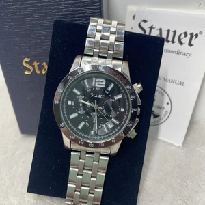 Reloj cronógrafo Stauer Jet Setter para hombre 38061 banda plateada taquímetro SIN PROBAR* - Imagen 1 de 19