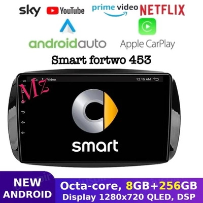 8+256GB Autoradio Car Tablet 9" Android 14 Carplay Per Smart Forfour Fortwo 453 - Immagine 1 di 4