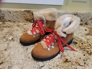 J CREW NORDIC DAMEN GRÖSSE 10M LEDER STIEFEL LAMMFELL GLASIERT PECAN BRAUN  - Bild 1 von 7