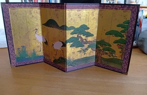 Kleine japanische Vintage Byobu Panel Klappscheibe - Bild 1 von 7