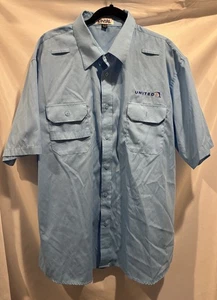 United Airlines Airline Cintas Employee Button Up Blue Shirt (2XL) - Picture 1 of 14