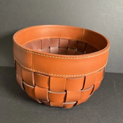 Leather Basket Home Decor Weaved Organizer Bin - Image 1 of 4