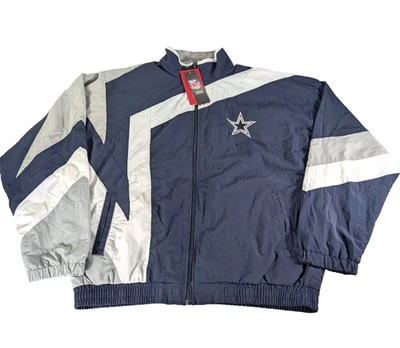 NFL Dallas Cowboys Chaqueta Cremallera Completa Para Hombres XL Chaqueta Azul Marino Blanco Cosido Letras Foto 1 de 4