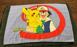 Vintage 1998 Nintendo Pokémon Blue Pillowcase Pillow Case Pikachu Ash Squirtle - Picture 1 of 9