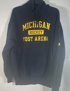 Michigan Wolverines Hockey Hoodie Mens XL Blue Yellow Yost Arena Pocket - Picture 1 of 7