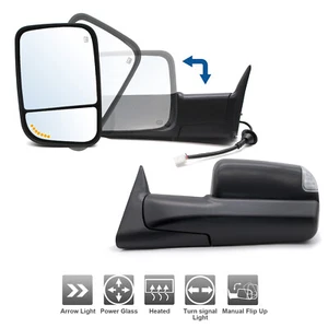 Pair Tow Mirrors For 1999-2001 Dodge Ram 1500 2500 3500 Power Heated Signal - Bild 1 von 10