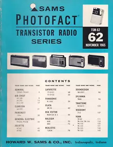 Manual de servicio de transistores Sams TSM 62 primera edición esquemas de fotodatos encuadernados - Imagen 1 de 1