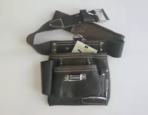 Leather Carpenter Tool Pouch with belt and 5 pockets - Picture 1 of 4