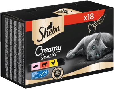 18 x 12g Sheba Creamy Snack Multipack Katzensnack Leckerlis Katzenfutter Pastete