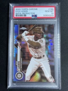 Kyle Lewis 2020 Topps Chrome Seppia Rifrattore Rookie PSA 10 Gemme Mint Mariners RC - Foto 1 di 2