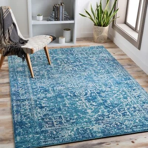 Livabliss Janine Vintage Medallion Area Rug,5'3" x 7'3",Teal Teal - Picture 1 of 9