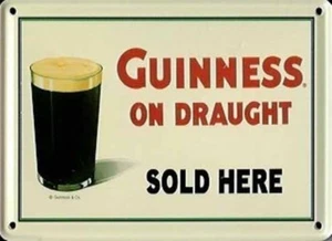 Guinness On Draught (glass) miniature metal sign / postcard 110mm x 80mm   - Picture 1 of 1
