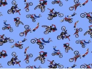 MOTORCROSS DIRT BIKES FLEECE FABRIC 471 BY THE YARD - Picture 1 of 1