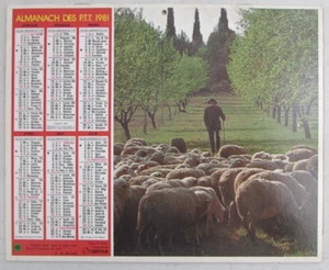 Almanach des P.T.T. 1981 Berger et son troupeau de moutons & Charrette à bœufs - Imagen 1 de 2