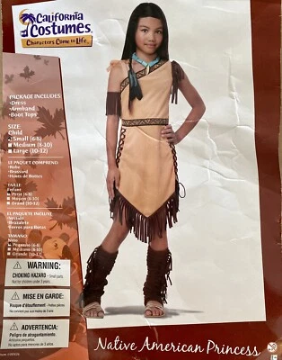 Disfraz de princesa indígena nativa americana Pocahontas niñas talla S 6-8 Foto 1 de 4