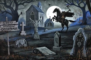 LE HALLOWEEN POSTAL 13/200 RYTA BRUJA 4x6 SOMNOLIENTO HUECO SIN CABEZA JINETE LUNA - Imagen 1 de 1