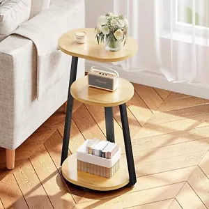 New-Side Table, Small End Table with Metal Frame, 3-Tier Bedside Tables, Round S - Picture 1 of 4