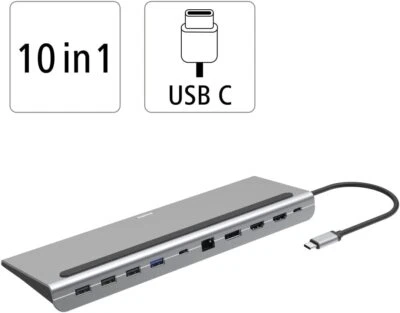 Hama 10in1 USB-C Docking Station HUB HDMI Displayport LAN USB-C USB-A LAN 4K - Bild 1 von 4