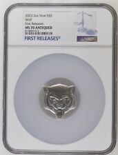 2023 Niue Fierce Nature Wolf 2oz Silver Antiqued Coin NGC MS70 FR Pop 3 w/ OGP