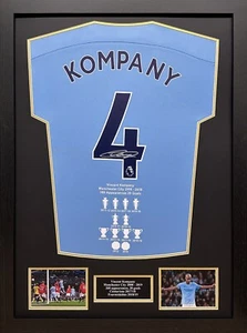 FRAMED VINCENT KOMPANY SIGNED MANCHESTER CITY CAREER STATS FOOTBALL SHIRT PROOF - Picture 1 of 3