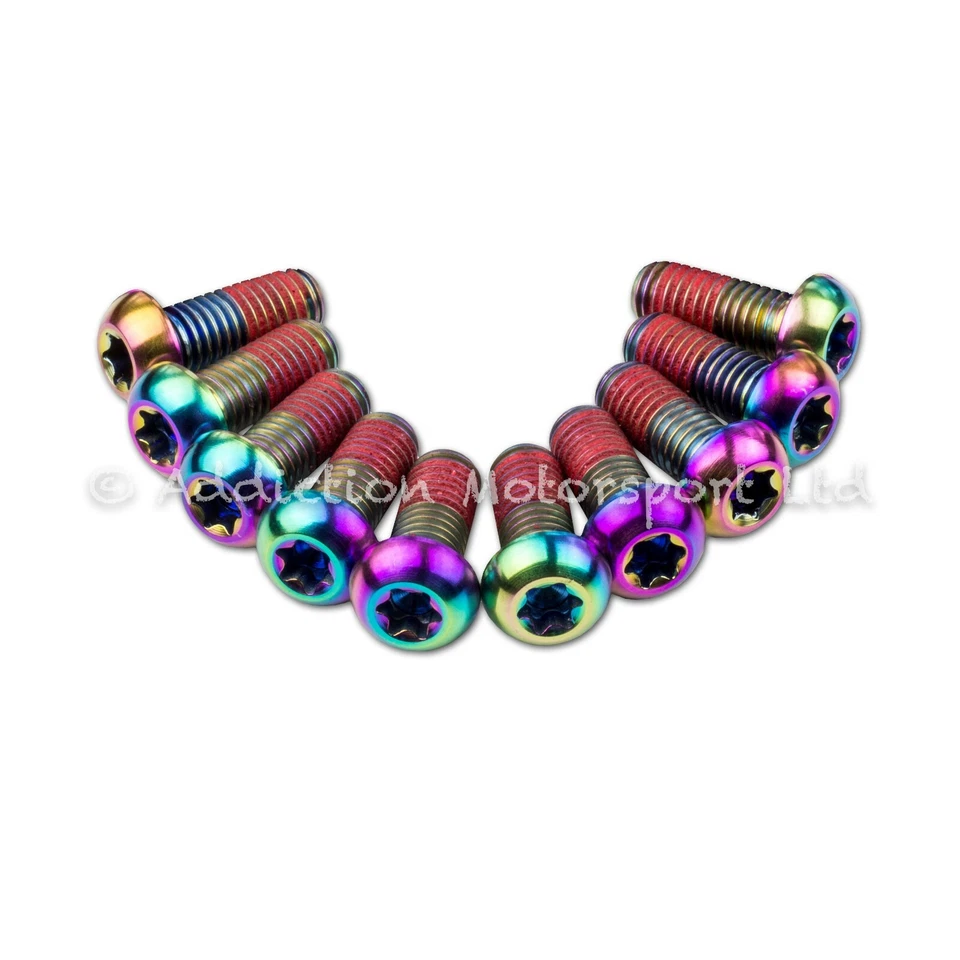 10x Ducati 999S 2005 Rainbow Titanium Front Disc Rotor Bolts With Threadlock - Image 1 of 1