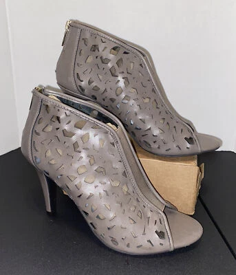 Botines de tacón alto Cato para mujer color topo abierto peep toe talla 9M Foto 1 de 4