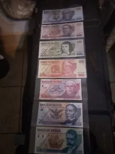 Mexico Banknotes 1000 500 200 100 50 20 Y 10 Pesos Lot - Picture 1 of 4