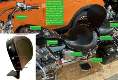 Adjustable Foldable STUD Driver Backrest HONDA shadow ACE AERO1100 VT 1100 95-01 - Image 1 of 4
