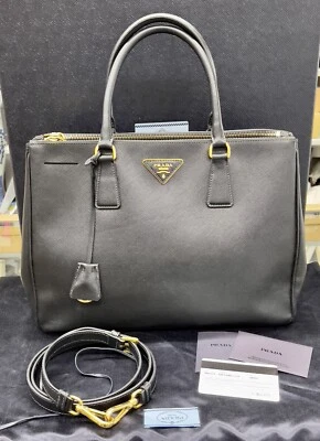 PRADA Italy Galleria Double Zip Saffiano Large Leather Bag + Original Packaging - Image 1 of 4