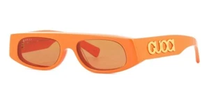 Gucci GG 1771S 007 Logo Orange Gold Cat Eye Brown Lens Sunglasses New 51mm - Picture 1 of 5