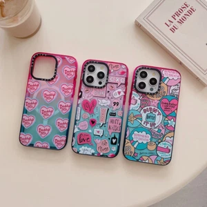 Süße rosa Graffiti Muster Magnet Handyhülle für iPhone 16 Pro Max 15 14 13 12 - Bild 1 von 16