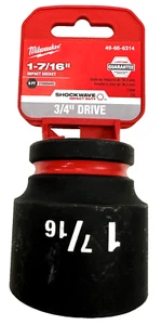 Milwaukee 49-66-6314 3/4" Drive Standard Length Impact Socket 1-7/16" 6 Point - Picture 1 of 8