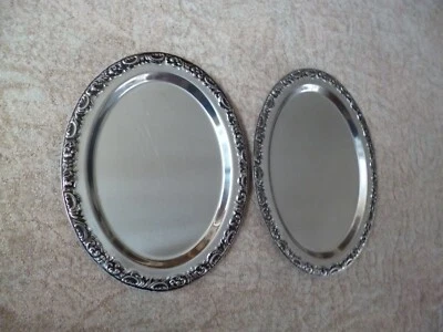 2 Stück oval silberfarbig Tablett Serviertablett WMF Cromargan - Bild 1 von 4